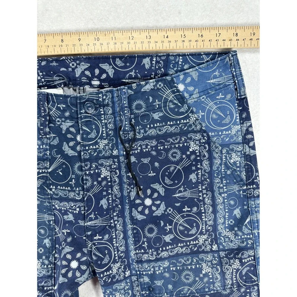 Levis 502 Regular Taper Blue Bandana Patchwork Chore Pants Mens 34x32 Raw Hem